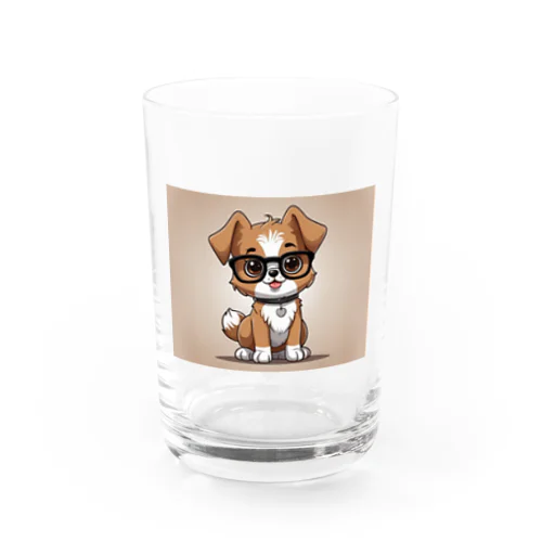 犬　カワイイ　眼鏡をかけている Water Glass