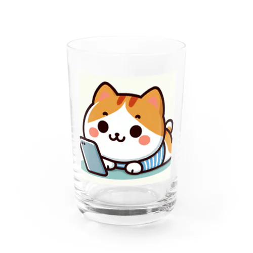 スマホ中毒だにゃあ Water Glass