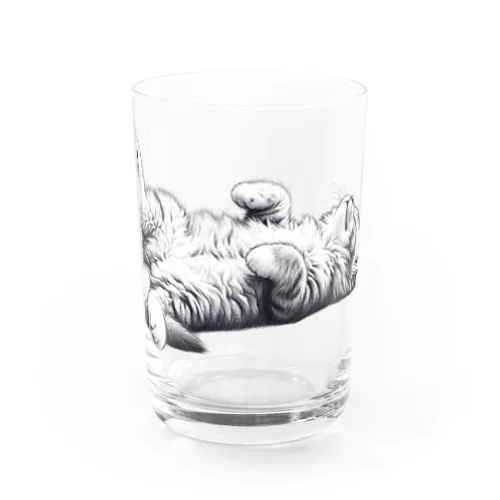 ねこごろり/モノクロ Water Glass