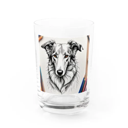  ボルゾイ（犬）をモチーフにしたわんちゃんNo.2 Water Glass