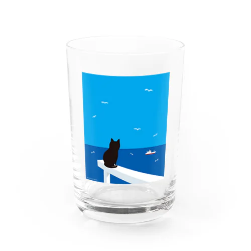 デザインにゃんこシリーズ　水平線とネコとカモメ Water Glass