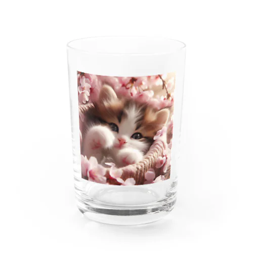 桜と子猫 Water Glass