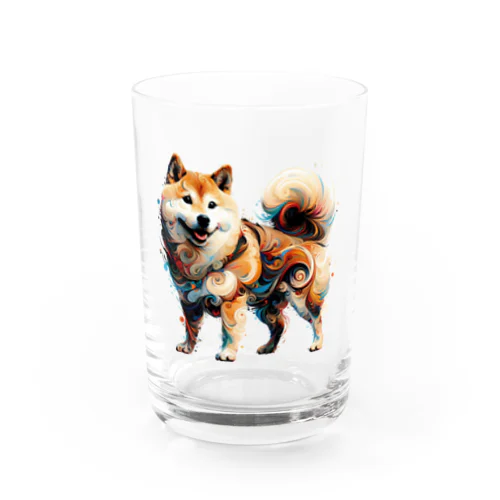 アーティスティックな柴犬のイラスト Water Glass