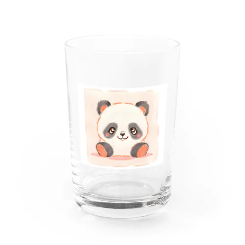 可愛らしい色鉛筆画で描かれたパンダの子 Water Glass