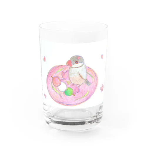 文鳥と、だんごと、サクラ Water Glass