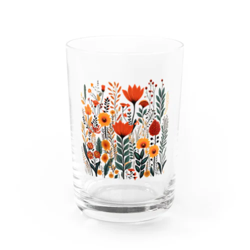 ヴィンテージなボヘミアンスタイルの花柄　Vintage Bohemian-style floral pattern Water Glass