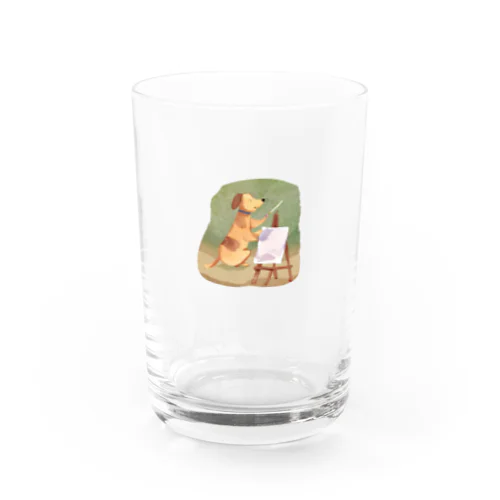 絵を描くわんこ（AIイラスト） Water Glass