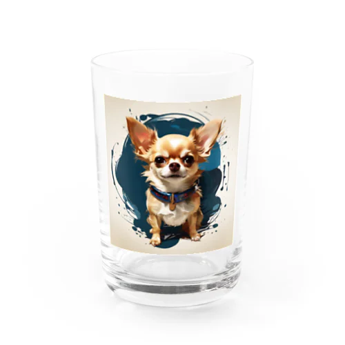 ユニークなブルーカラーを纏ったかわいいチワワ Water Glass