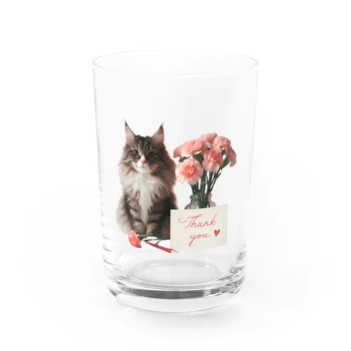 猫とカーネーション Water Glass