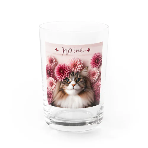 猫とダリア Water Glass