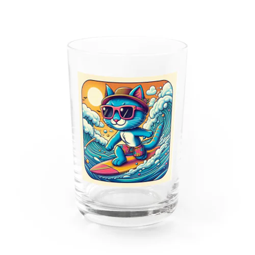 猫サーファーたま Water Glass