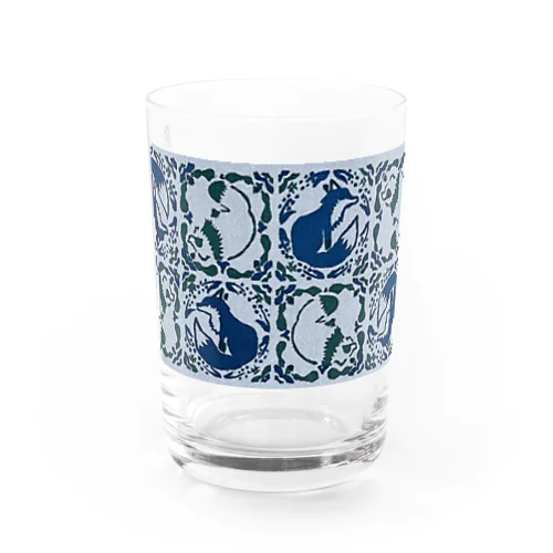 狐と狸のタイル模様 Water Glass