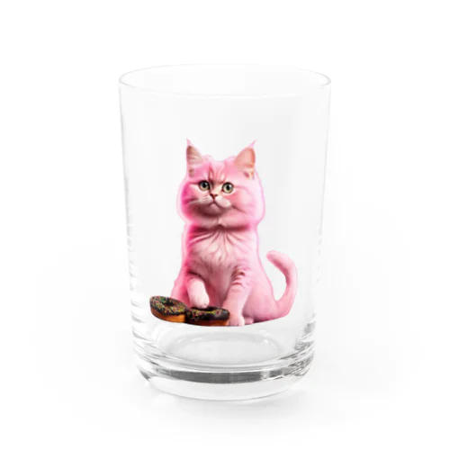 cat and donut Water Glass