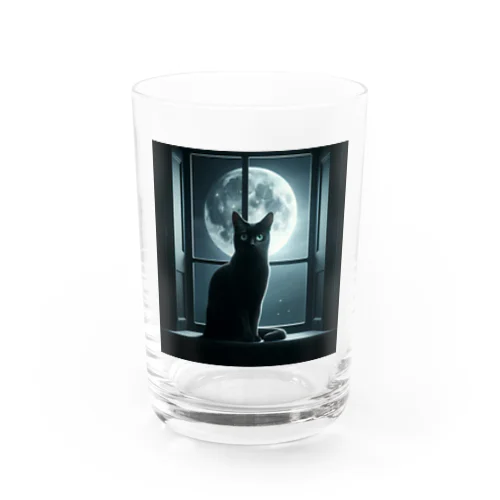 月明かりに佇む黒猫 Water Glass