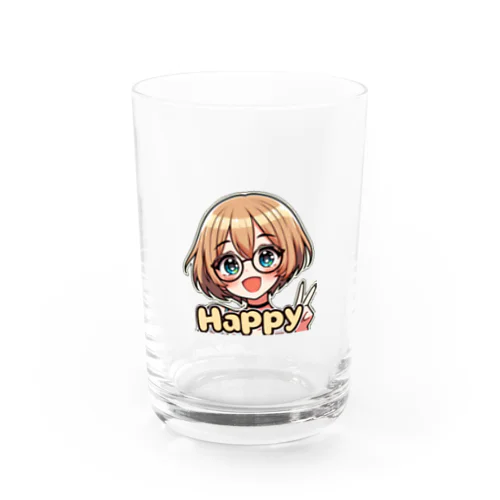 金髪ショートカット眼鏡美少女ちゃん Water Glass