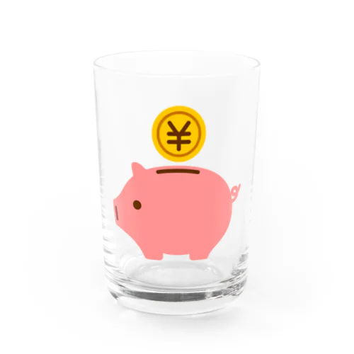 豚の貯金箱（お金） Water Glass