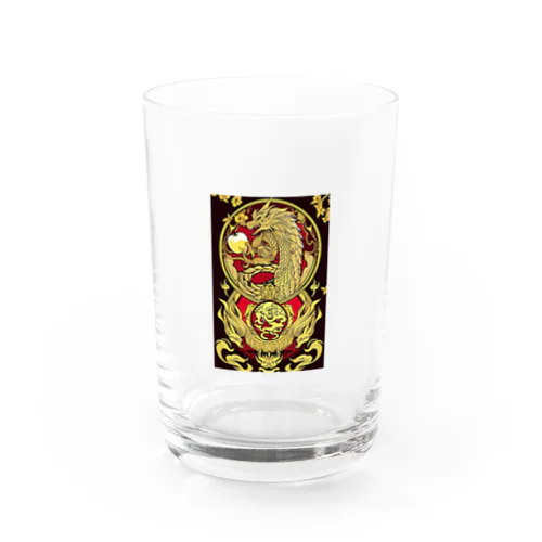 金運上昇金のリンゴと龍 Water Glass