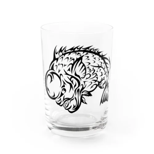 コブダイ・寒鯛のトライバルデザイン　黒 Water Glass