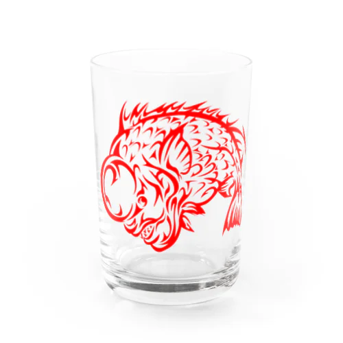 コブダイ・寒鯛のトライバルデザイン　赤 グラス