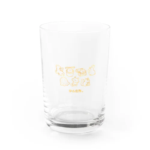 ゆる魔物並んでる（金色） Water Glass