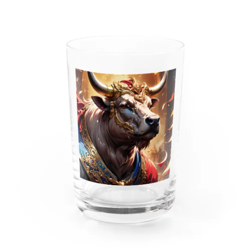牛の絵　力強く王者のような風格を醸し出しています。 グラス