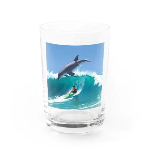 イルカと一緒にサーフィン Water Glass