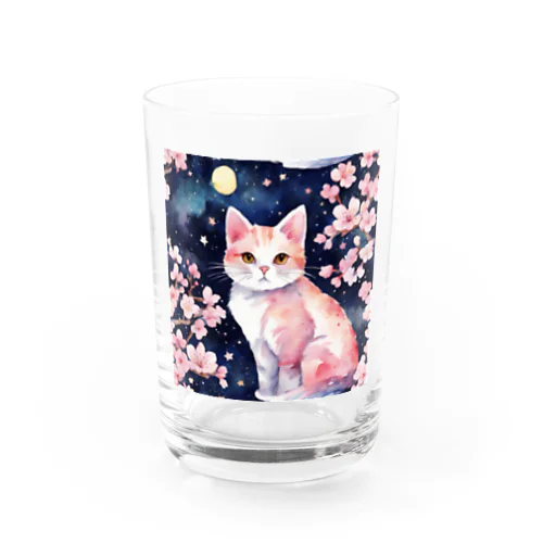 sakura cat2 Water Glass