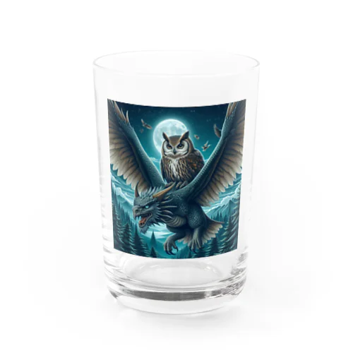 フクロウがドラゴンに乗って大冒険中🦉🐉 Water Glass