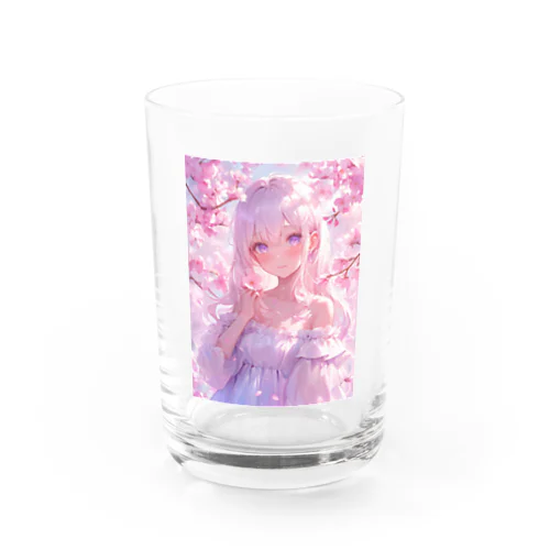 桜の下の少女幸せいっぱい　なでしこ1478 Water Glass