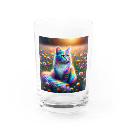 虹色に輝く優雅な猫 Water Glass