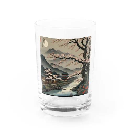 浮世絵　桜と月 Water Glass