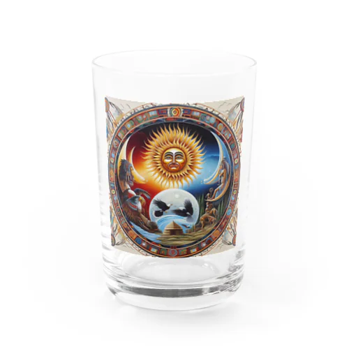 太陽　月　大地　祈り Water Glass