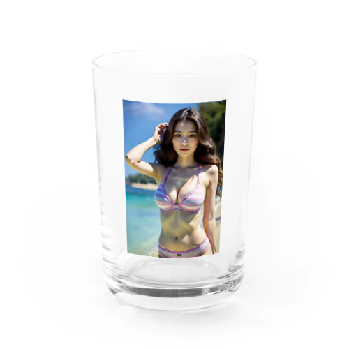 「海辺の恋模様: AI美女のビーチウェア・ファンタジー」vol251 グラス