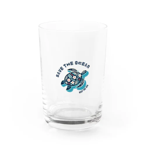 おしゃれ甲羅のウミガメ Water Glass