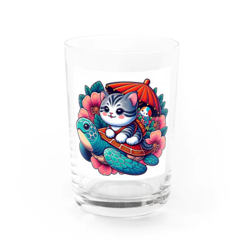 亀乗り子猫 Water Glass