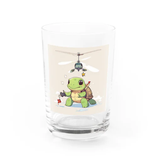 おもちゃのヘリコプターでかわいいカメに会おう Water Glass