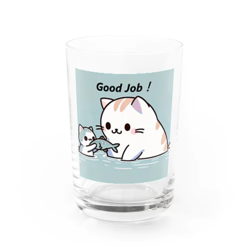 Positive cat　Good Job！（よくできましたっ！） グラス