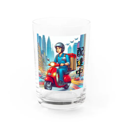 スクーター配達員のイラスト Water Glass