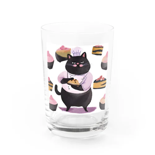 太っちょ黒猫パティシエ Water Glass