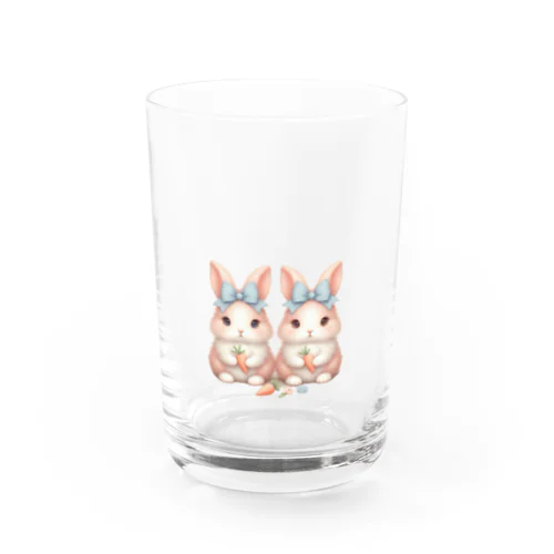 ふわふわかわいいうさぎの双子 Water Glass