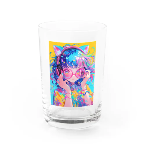 メガネの可愛い女の子のキャラクター Water Glass