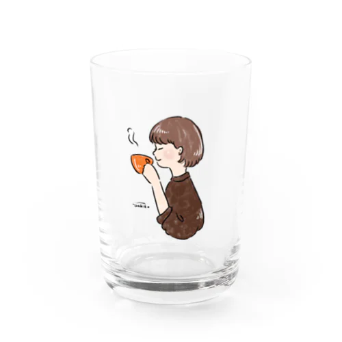 ほっとひと息つく女の子　オレンジショコラ Water Glass