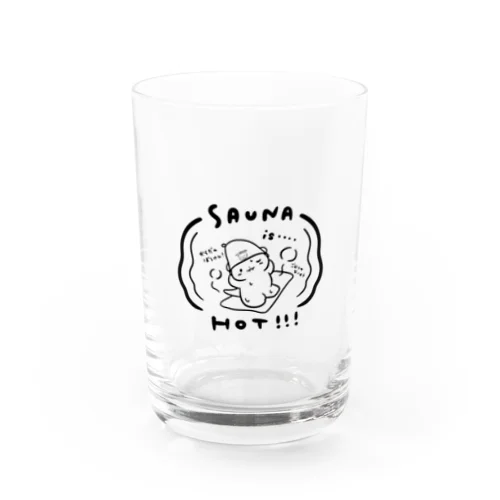 Sauna is HOT！なサウナ好きのカワウソシリーズ(黒) Water Glass