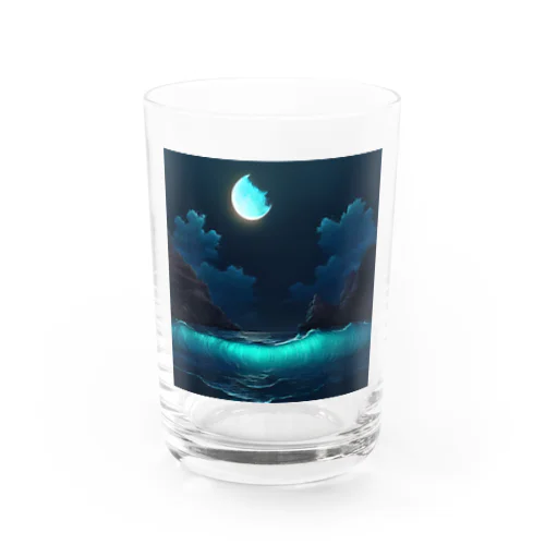 藍月に引き寄せられた波 Water Glass