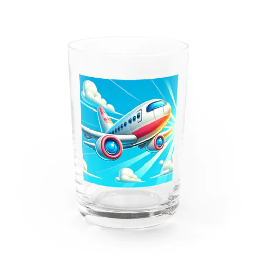 空飛ぶ飛行機のイラスト グラス