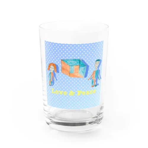 Love & Peace ブルードット Water Glass