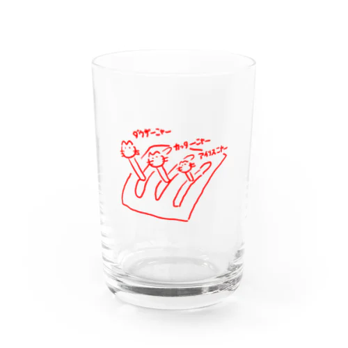 PIN３種猫(赤) Water Glass