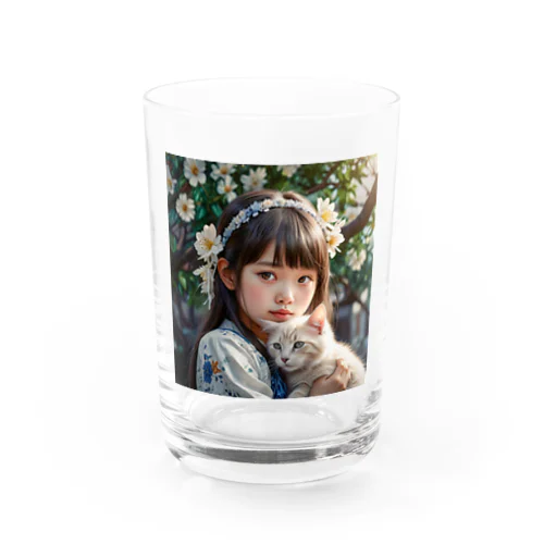 白い着物の少女と猫 Water Glass