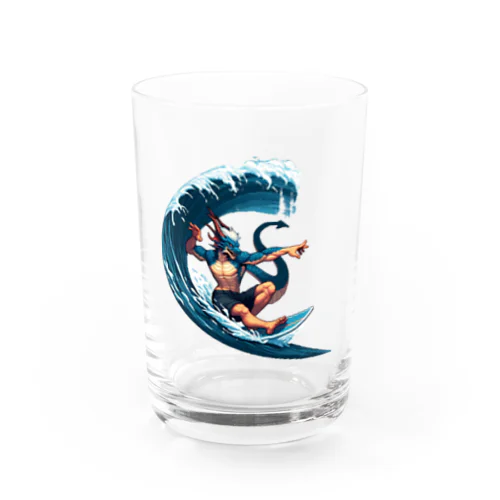 夏だ！ドラゴンもサーフィンだ Water Glass