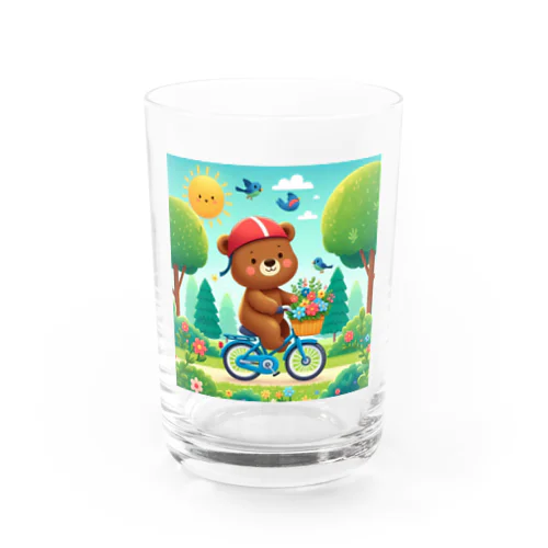 自転車に乗ったクマ　人気アイテム　かわいい Water Glass